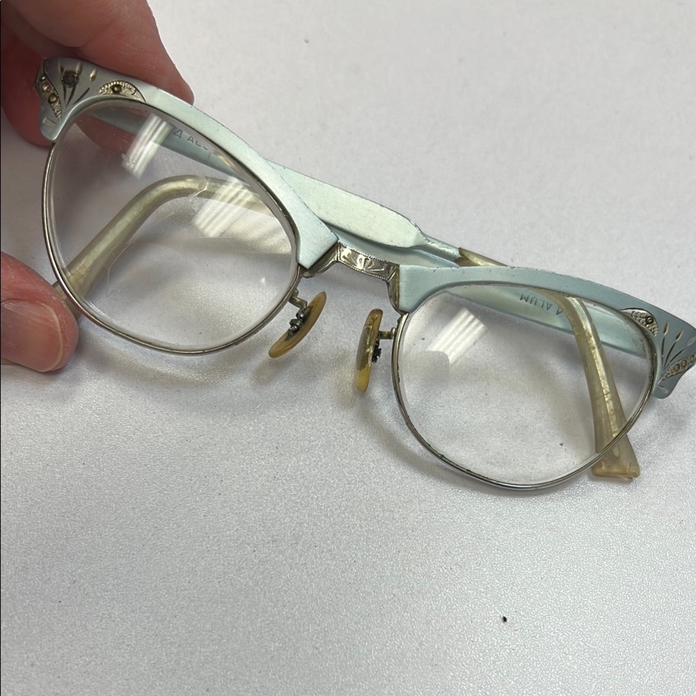 Vintage 1950s Authentic Cat Eye Aluminum Glasses